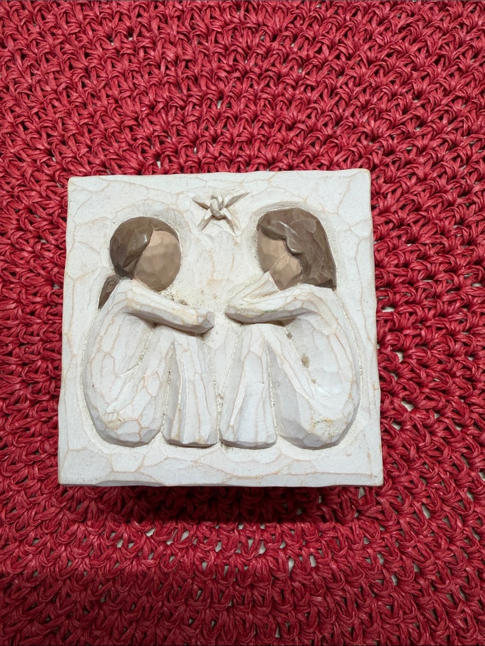 Willow Tree White and Brown Twin Figures Jewelry Box